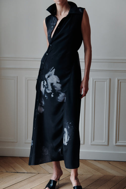 SS25 ARLO DRESS - BLACK WHITE ROSE