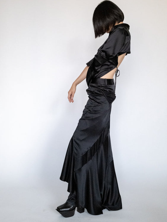NINA CHARMEUSE SKIRT IN BLACK