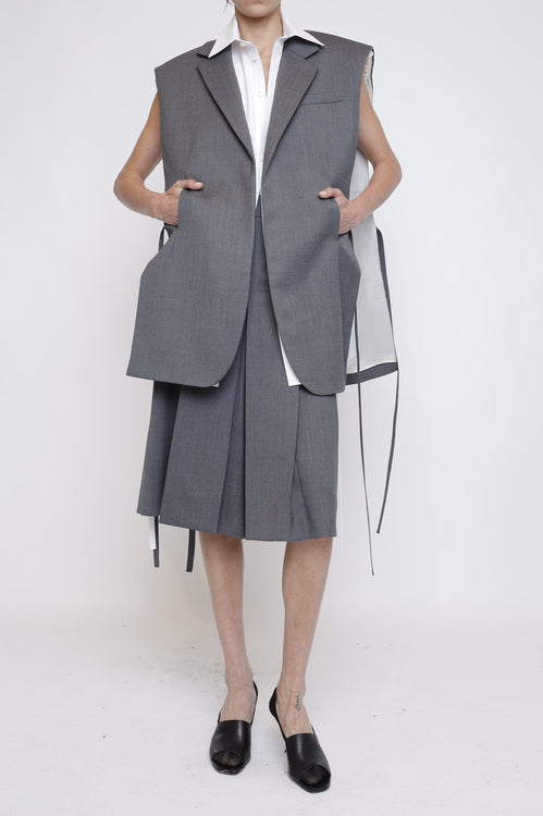 SS24 - BLAZER VEST IN GREY WOOL - 2 LEFT