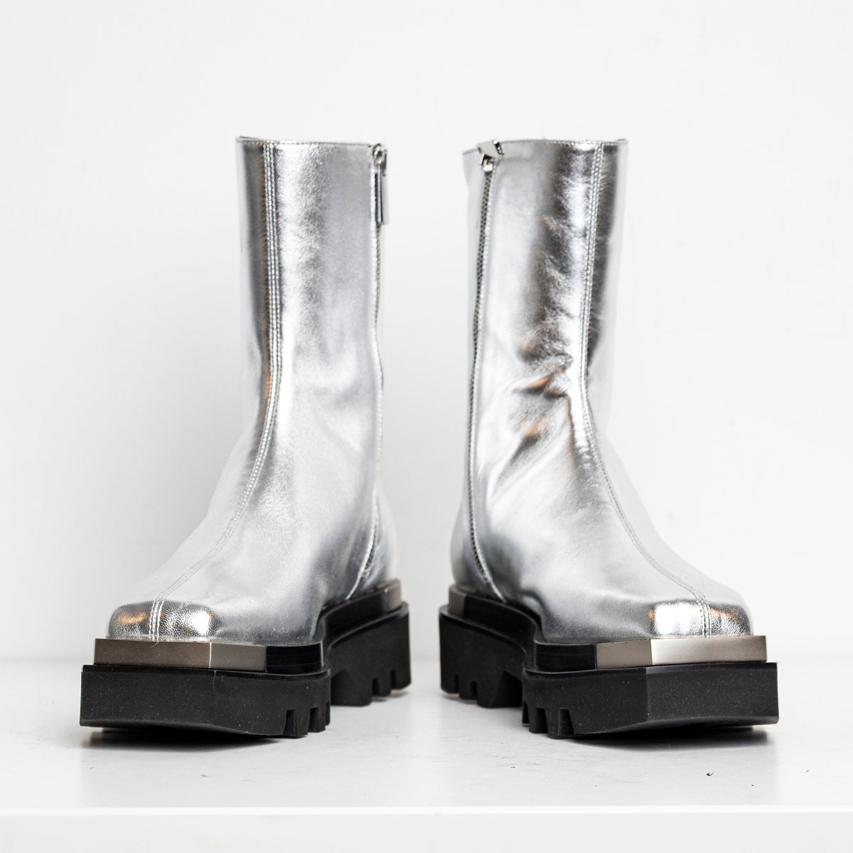 Metal Everyday Combat Boots Silver EU40 #2 (Like New)