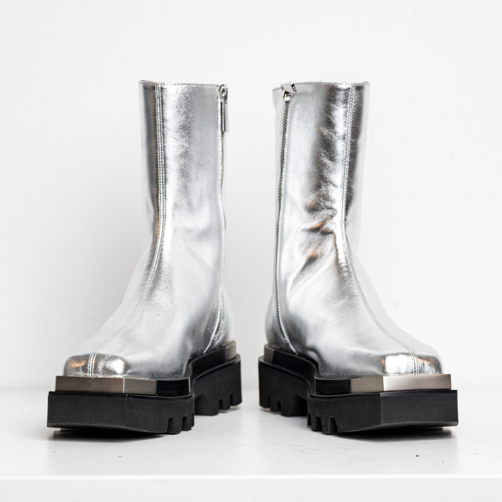 Metal Everyday Combat Boots Silver EU40 #2 (Like New)