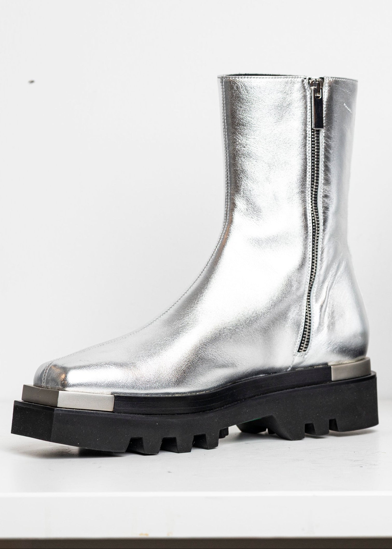 Metal Everyday Combat Boots Silver EU40 #2 (Like New)