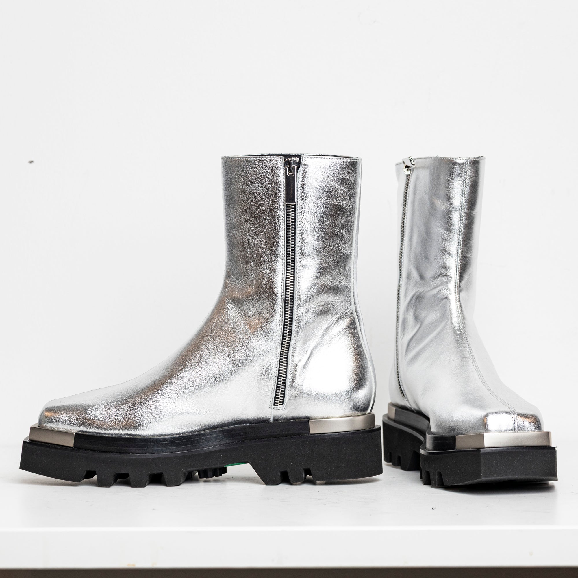 Metal Everyday Combat Boots Silver EU40 #2 (Like New)