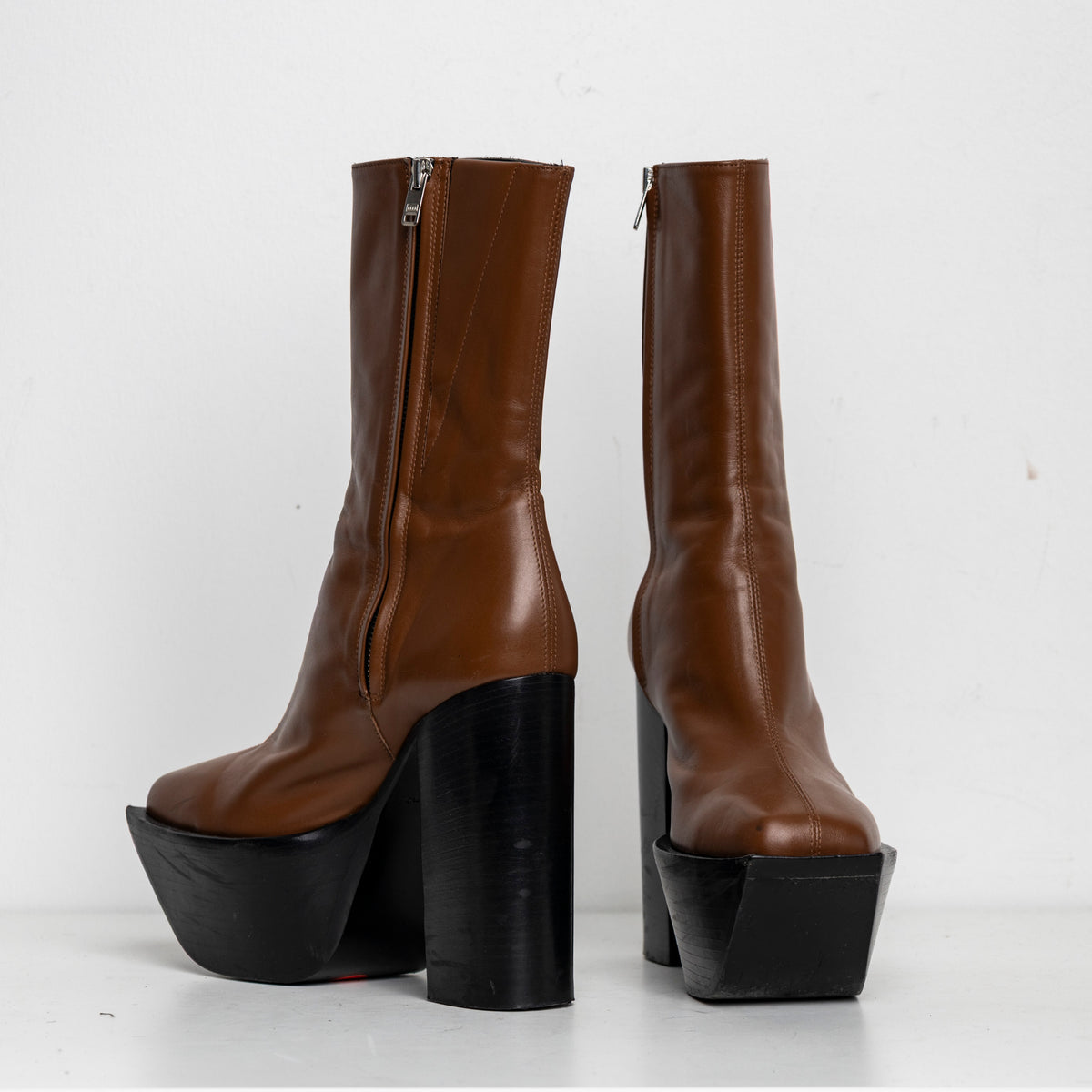 Platform Boots Brown Leather EU40