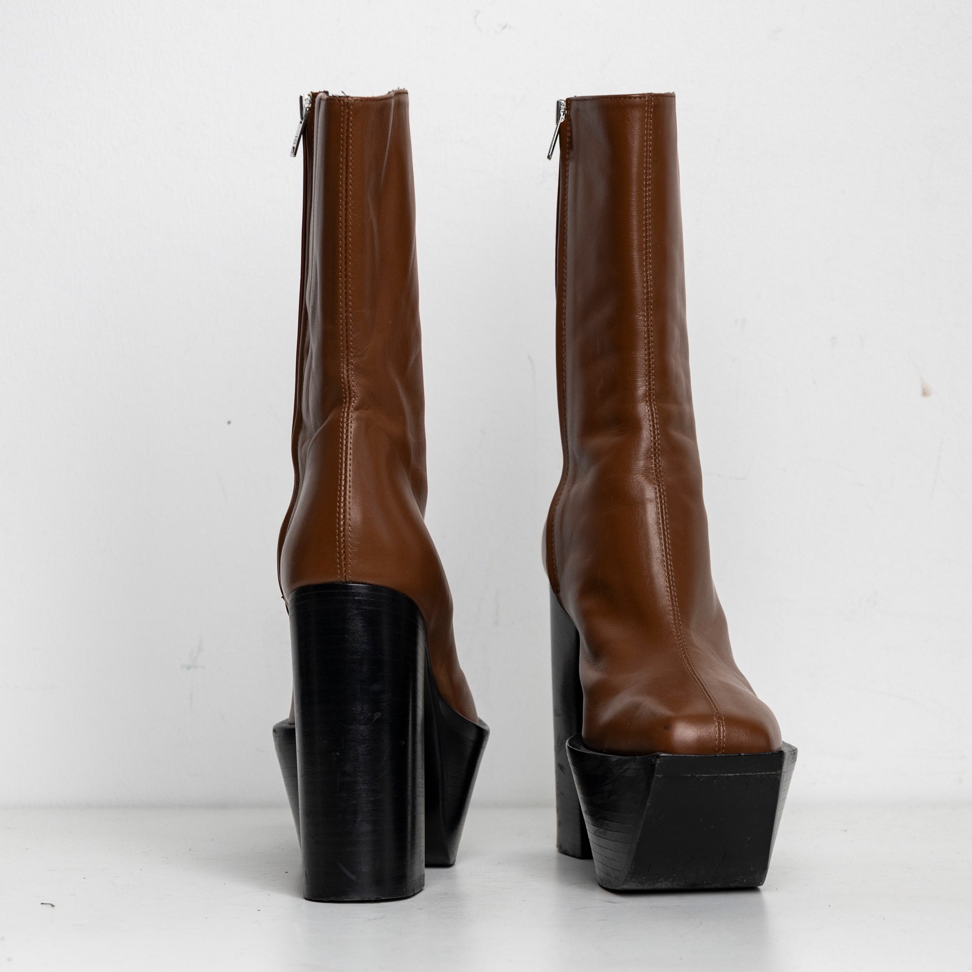 Platform Boots Brown Leather EU40