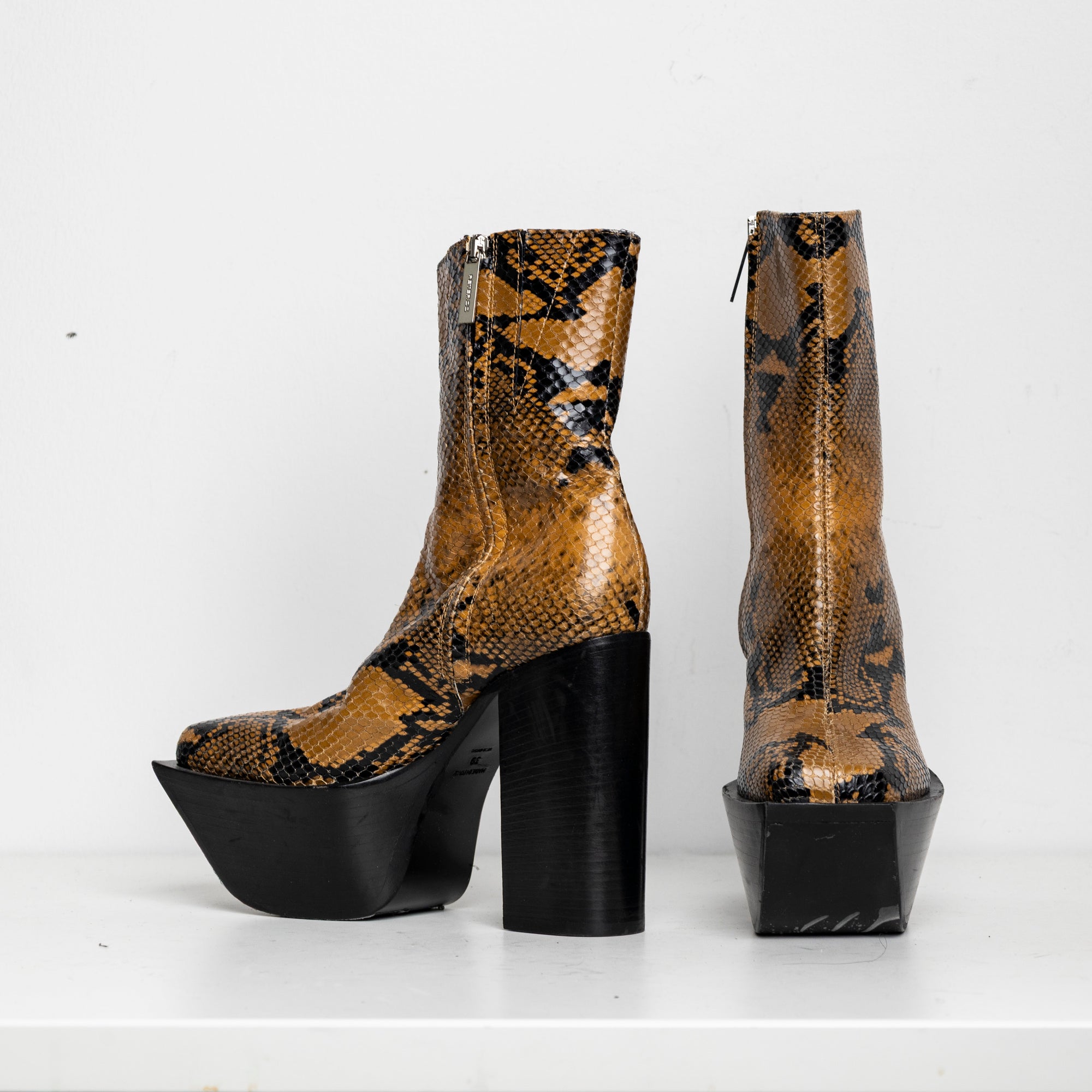Platform Boots Tan Snake EU39 #1
