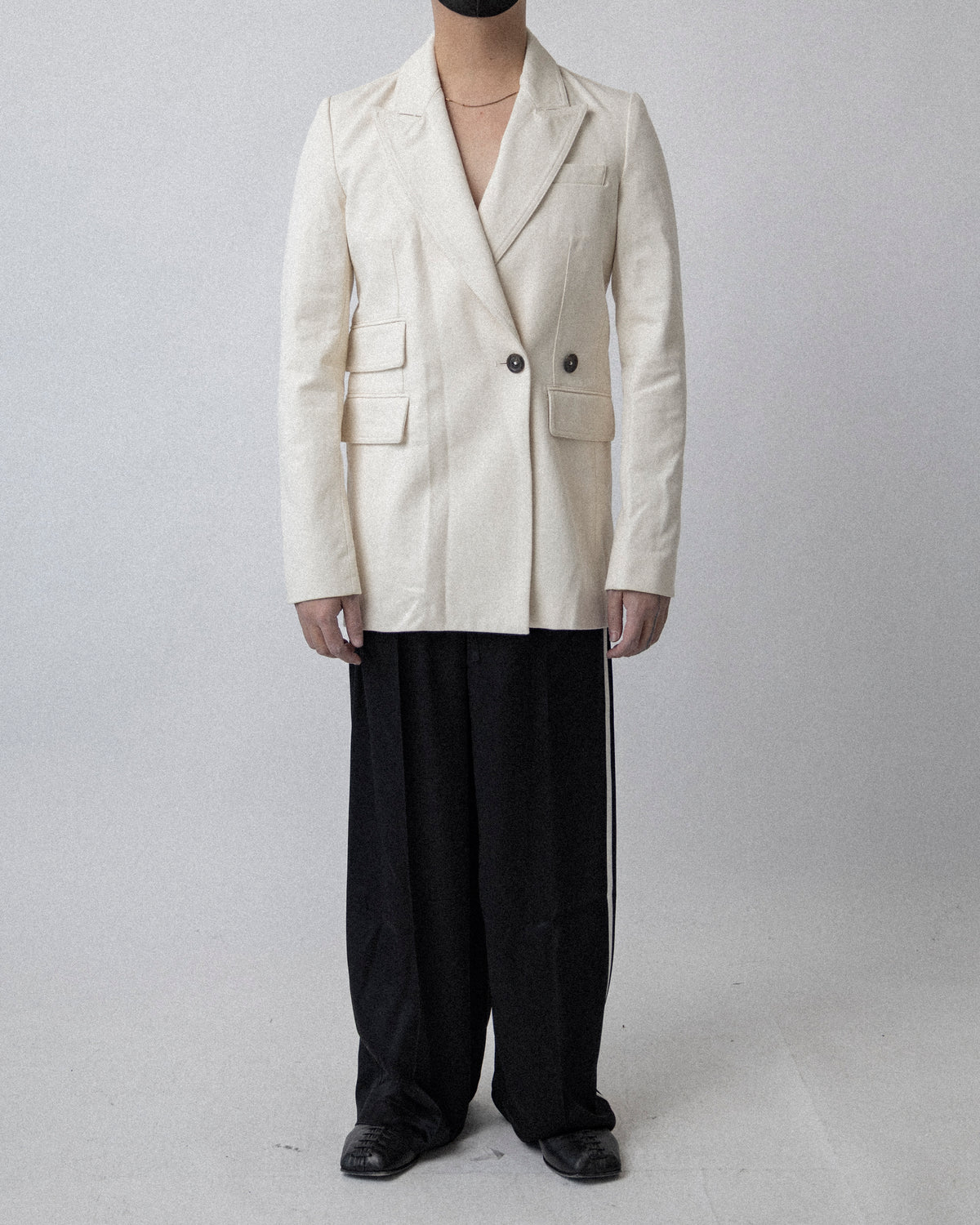 Back Zip Blazer Denim White CS17 No.1