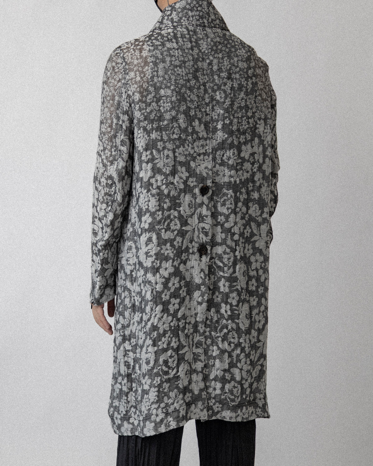 Floral Jacquard Lab Coat Gray - Cross shoulder 18''