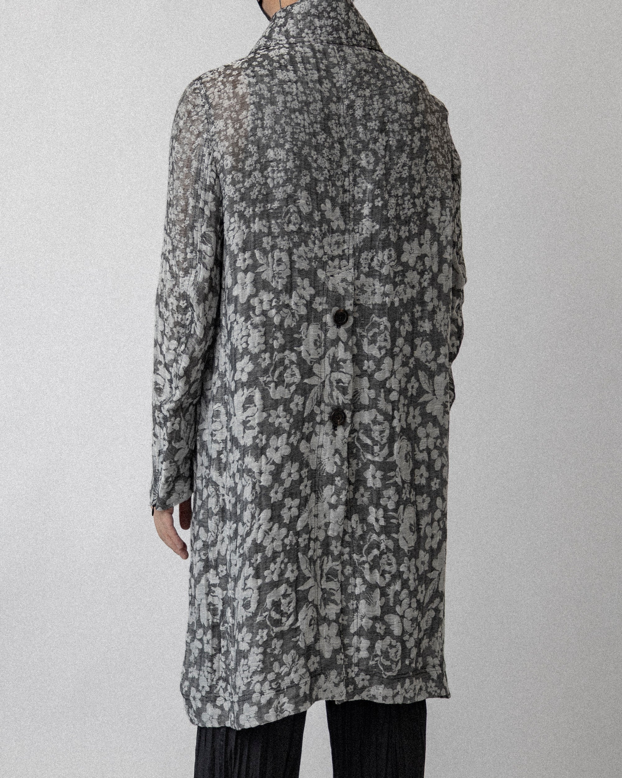 Floral Jacquard Lab Coat Gray - Cross shoulder 18''