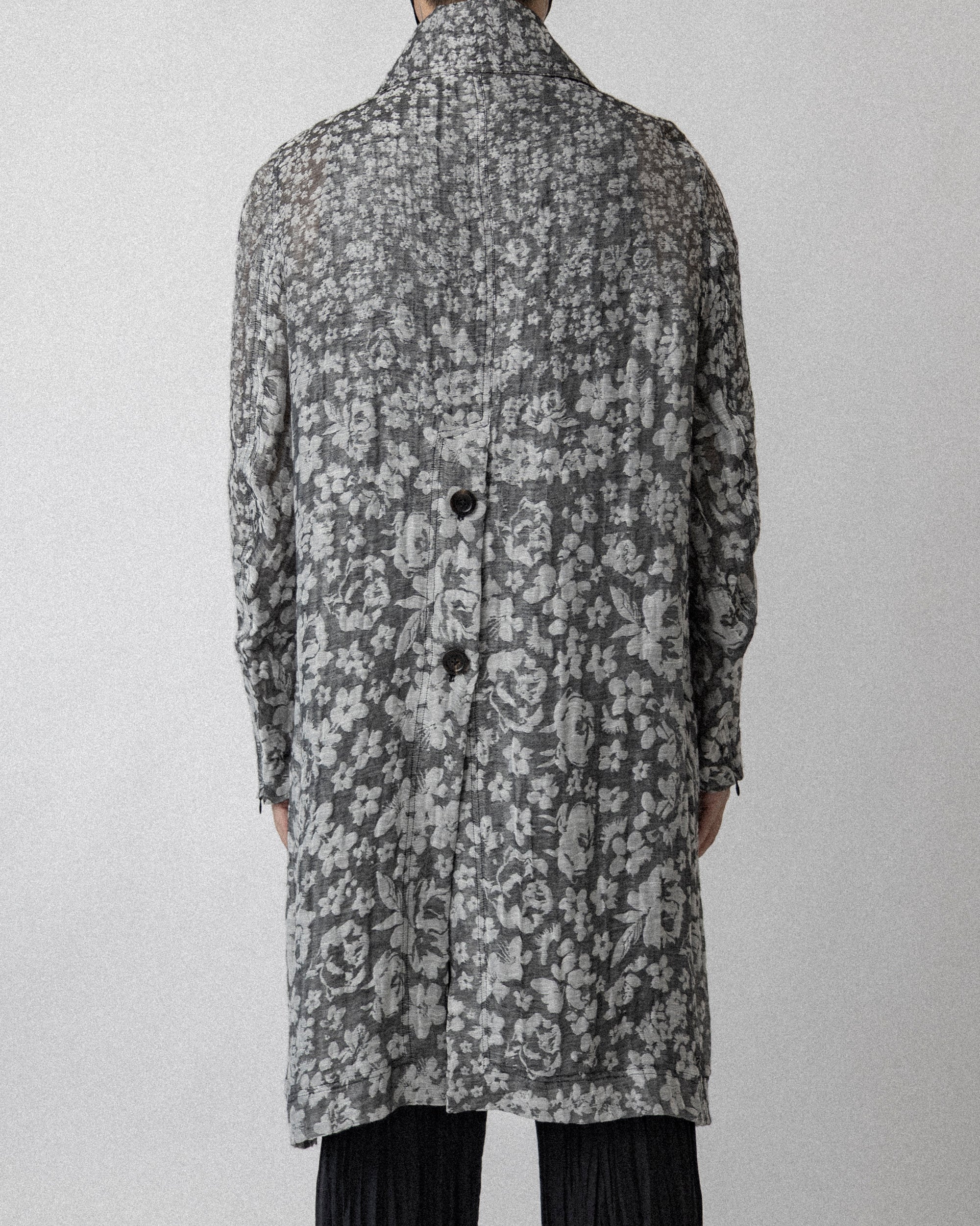 Floral Jacquard Lab Coat Gray - Cross shoulder 18''