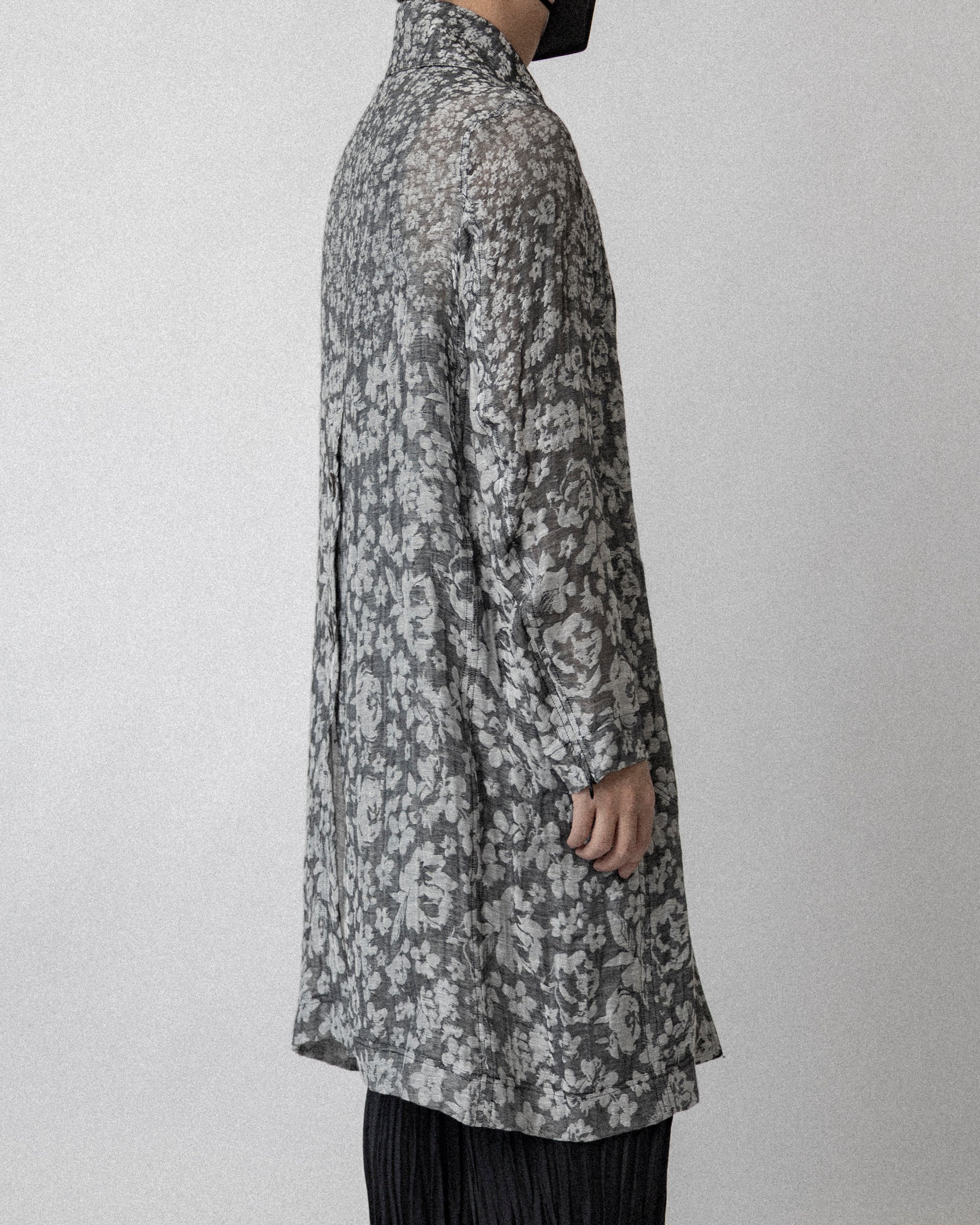 Floral Jacquard Lab Coat Gray - Cross shoulder 18''