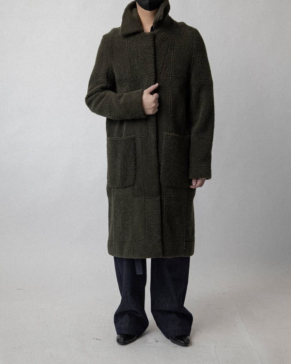 Shearling Coat Green - Reversible - Cross Shoulder 18''