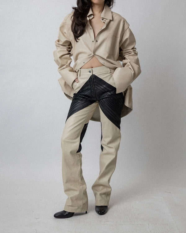 Convertible Leather Shirt Tan - Cross shoulder 21''