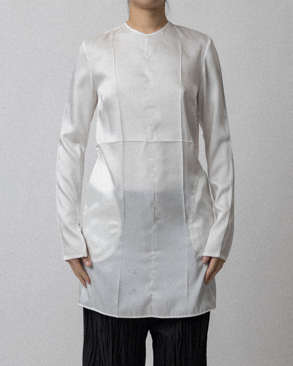 Creased Dress Silk White - Cross Shoulder 15''