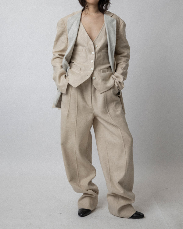 Double Faced Vest Blazer Beige-  Cross Shoulder 20''