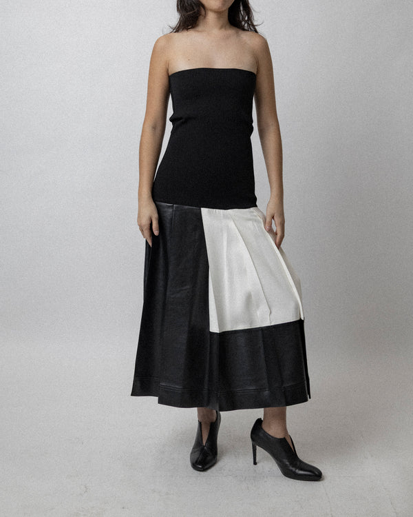 Frame Pleated Dress Black / White Small