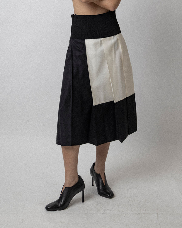 Frame Pleated Skirt Wool Black / White Waist 32''