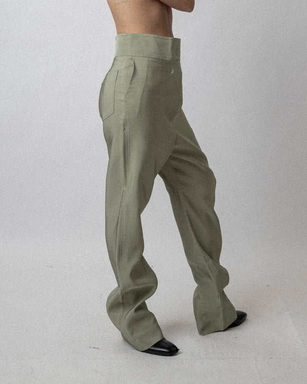 High Waisted Wrapped Pants Green  - Waist 31''