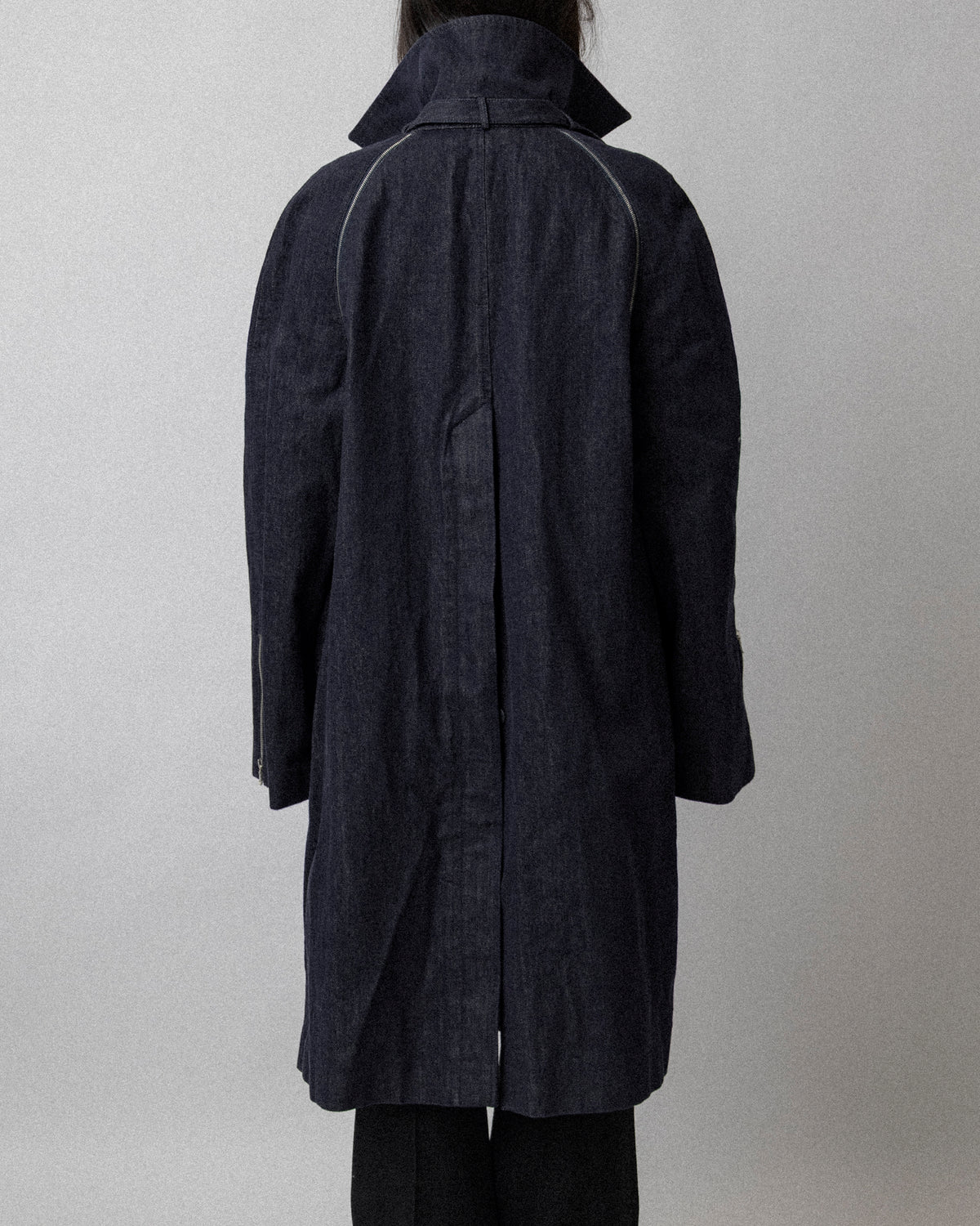 Multi Zip Raw Denim Coat Blue - Cross Shoulder 19''