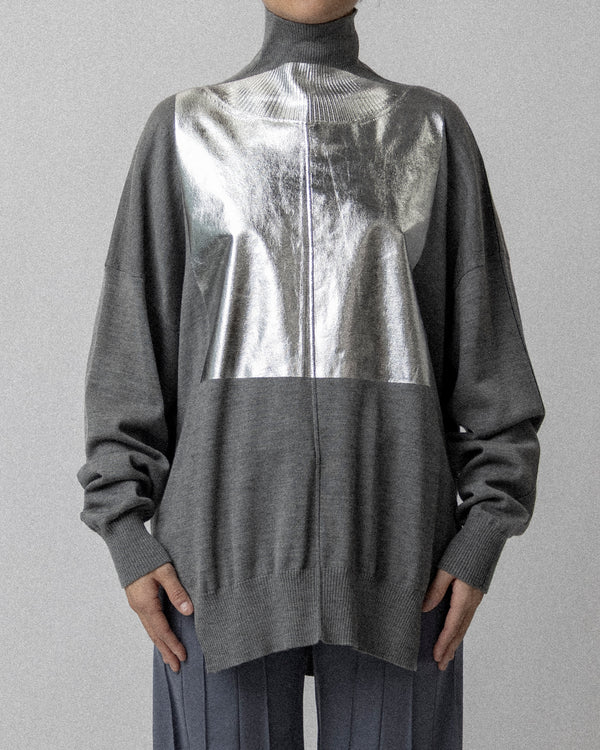 FOILED Peter Sweater Gray - wool cashmere - Cross Shoulder 30''