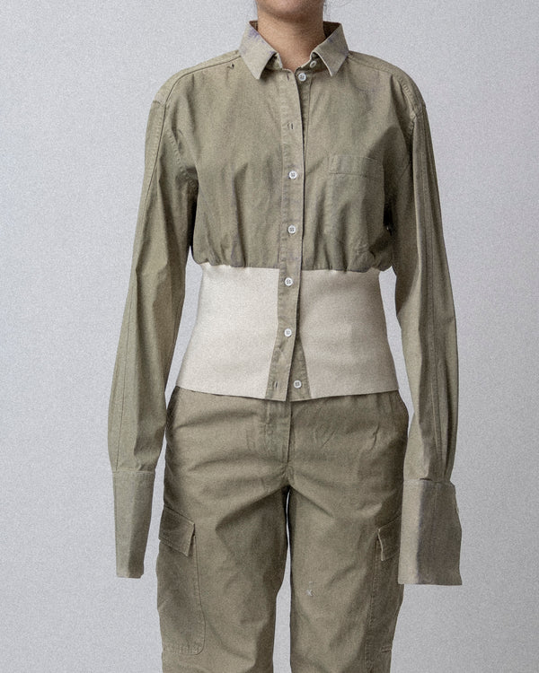 Garment dyed -  Combo Shirt Army Green Cross Shoulder 19.5''