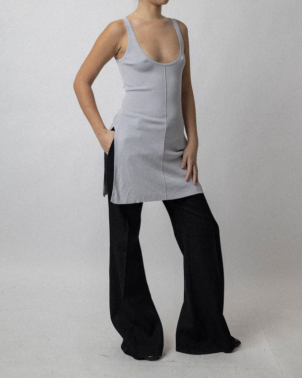 Side Slit Slip Dress Light Gray S