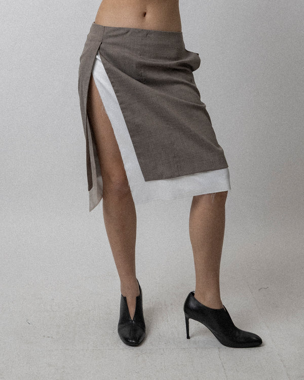 Side Slit Skirt Wool Gray Waist 31''