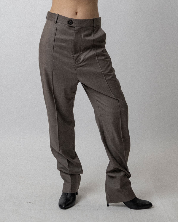 Straight Legs Trouser Brown wool suiting -  Waist 32''