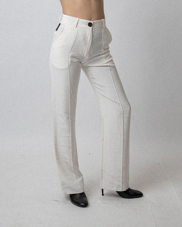 Straight Legs Trouser Silk White - Waist 29.5''