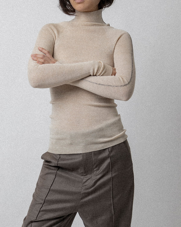 Tight Ripped Turtleneck Cream S