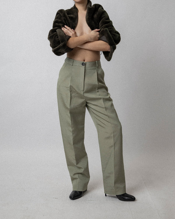 Twisted Trouser Wool Silk Light Green-  Was it 30.5''