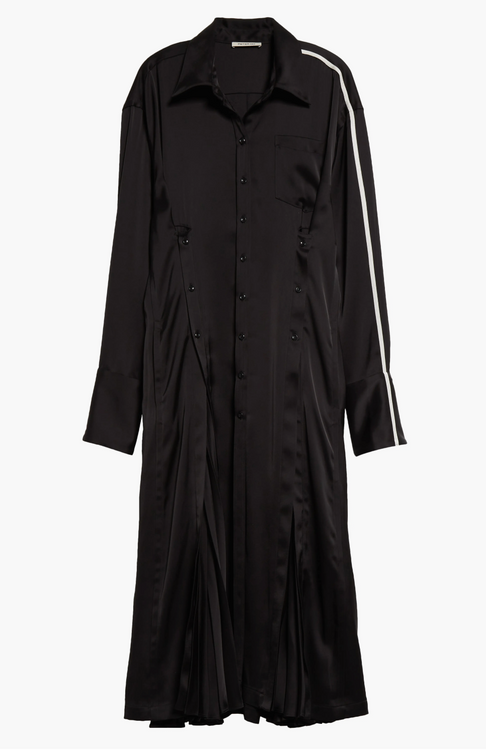 PD SATIN PLEATED SHIRT DRESS